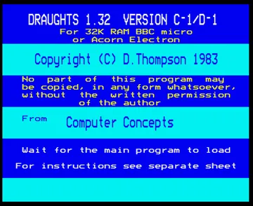 Draughts v1.32 (1983)(Computer Concepts) screen shot title